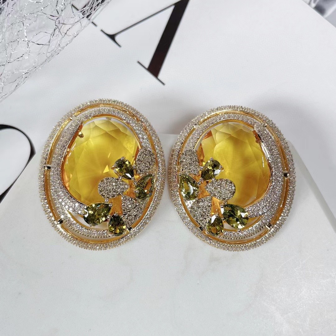 SENYU Luxury Big Egg CZ Stud E - Ethnic Fashion India ulasan dan harga